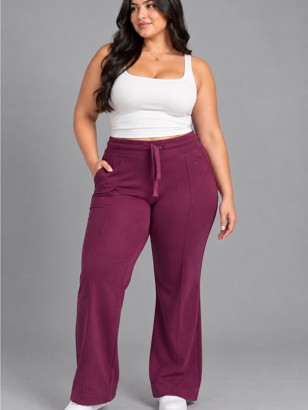 Nike Plus-Size Wide-Leg Sweatpants in Plum